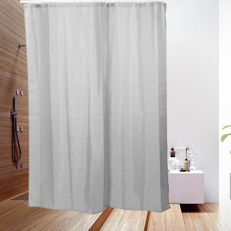 

Household Waterproof Shower Curtain Pure Light Gray Bath Curtain with Hooks Bathroom Supplies Bath With 12pcs Hooks1
