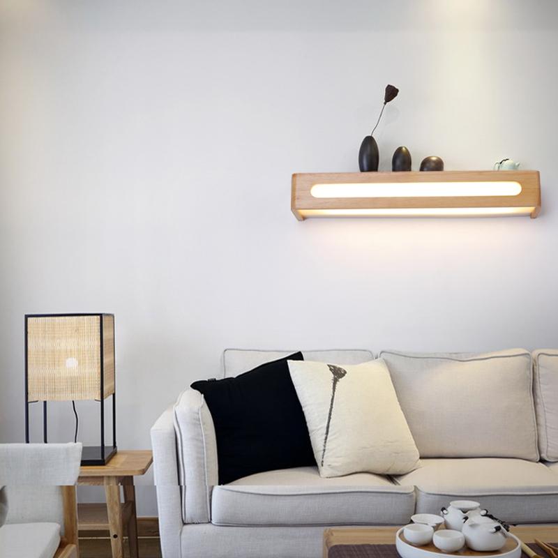 

Simple modern Japanese Style LED Oak Lamp Nordic Solid Wood Mirror Wall Lights Bedroom Bathroom Sconce YHJ013101