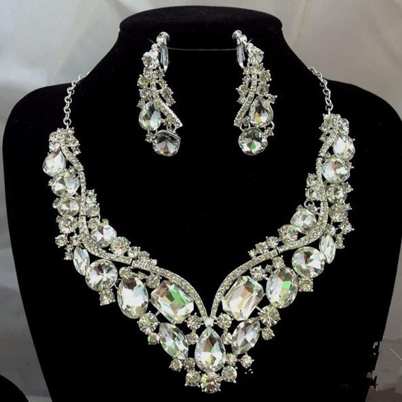 

Pendant Necklaces Fashion Jewellery Crystal Necklace Set Bridal Jewelry For Brides Party Wedding Accessories Decoration