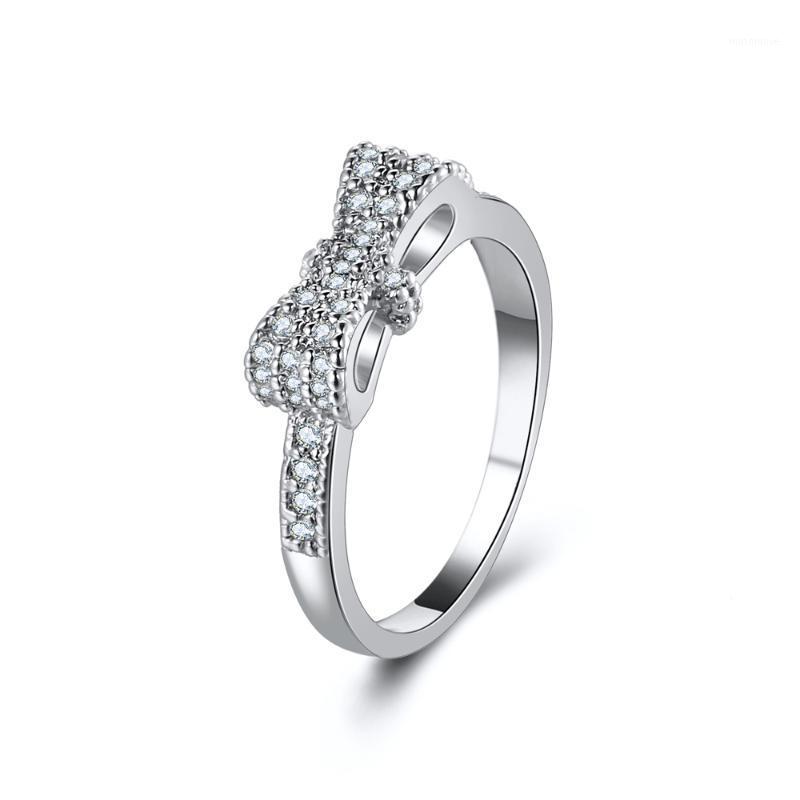 

Full Crystal Cubic Zirconia Bowknot Rings For Women Silver Color Geometric Bow Ring Engagement Wedding Jewelry1