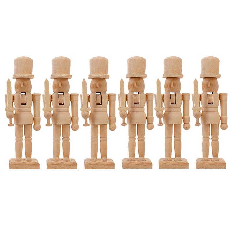 

6Pcs 12cm Fashion Creative Christmas Wooden Walnut Soldier Decor Embryo Walnut Soldier Nutcracker Puppet for Office Home Desk A5