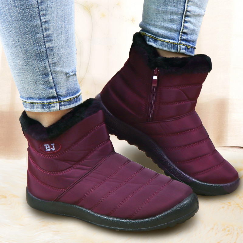 

Winter snowboots warm fur Women's ankle Slide in casual shoes Dultralight-proof water ultra-light boots mujer 2020, Blue
