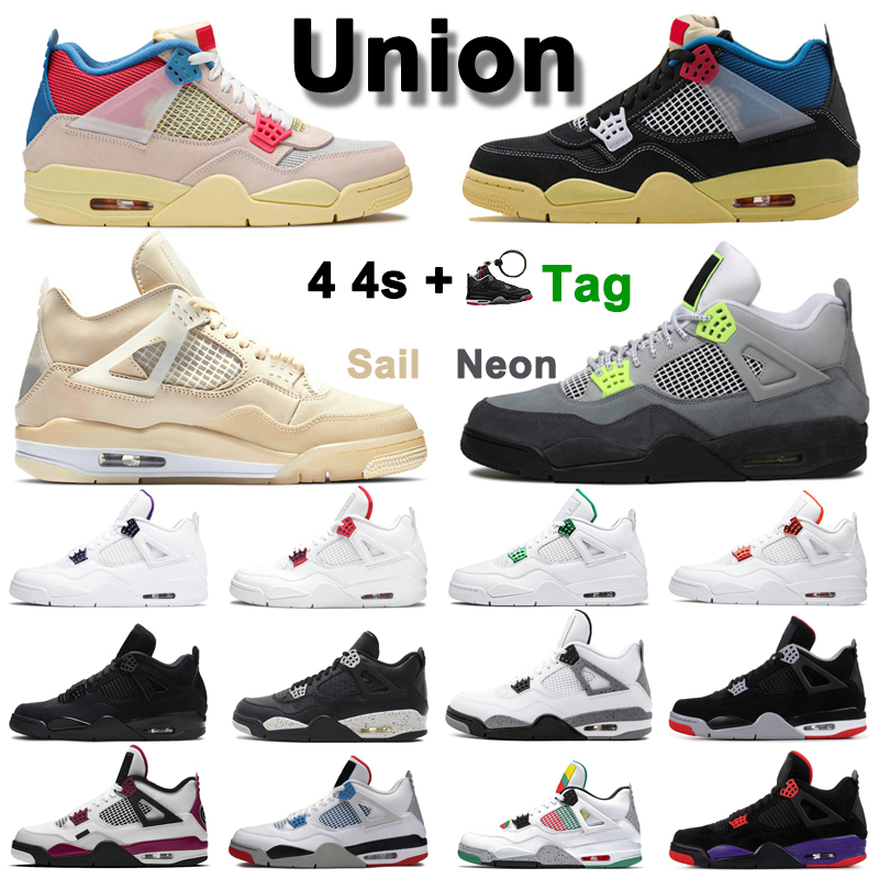

Union 4 4s menbasketballshoes What The GUAVA ICE Sail Neon Black Cat Bred Cement Cool Grey mens women trainer sports sneaker