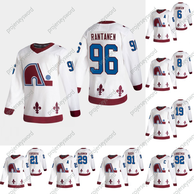 

#96 Mikko Rantanen 2021 Reverse Retro Hockey Jersey Colorado Avalanche Arik Johnson Joe Sakic Peter Forsberg Nazem Kadri Andre Burakovsky, 6 arik johnson