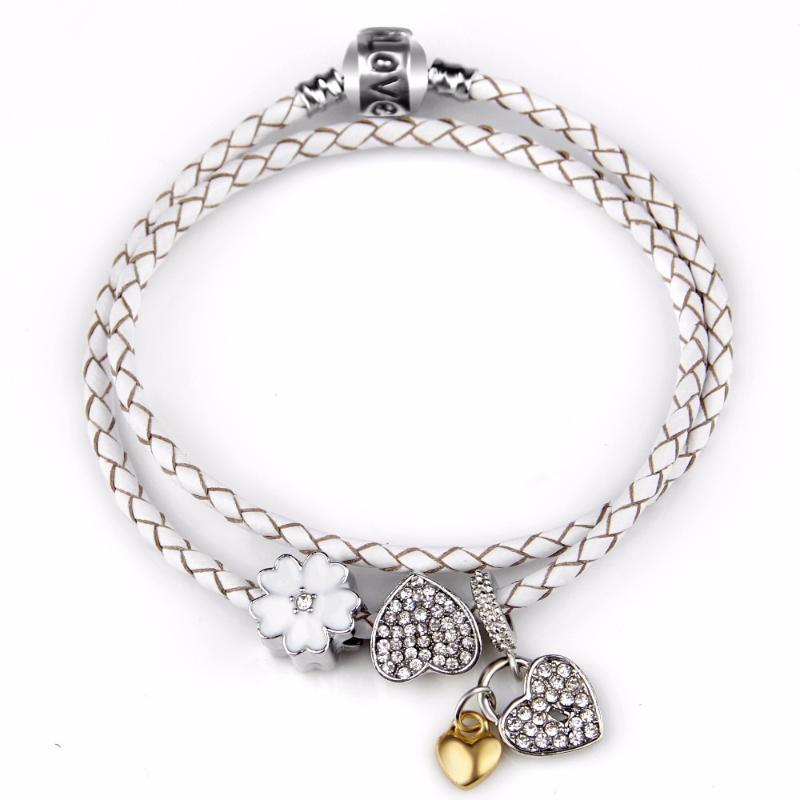 

Trendy Tree of Life Charm Bracelets Gray Leather Pendants Bracelets for Women Men with Glass Beads Love Heart Charms Gift