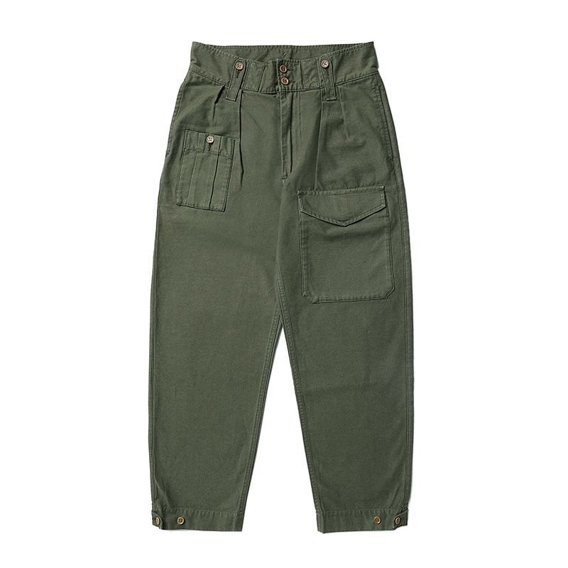 

Made red of the British army vintage deck military-style relaxed pants fit high rise BHPX, Army green.