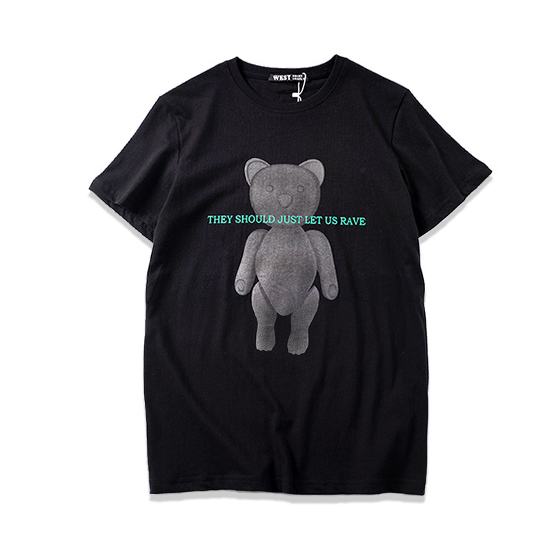 

2021 New High News 19ss Dear Man Bee Doll Hip Shirt Skateboard Cotton Street T-shirts Top Kenye # Bb10 PJRI, Black