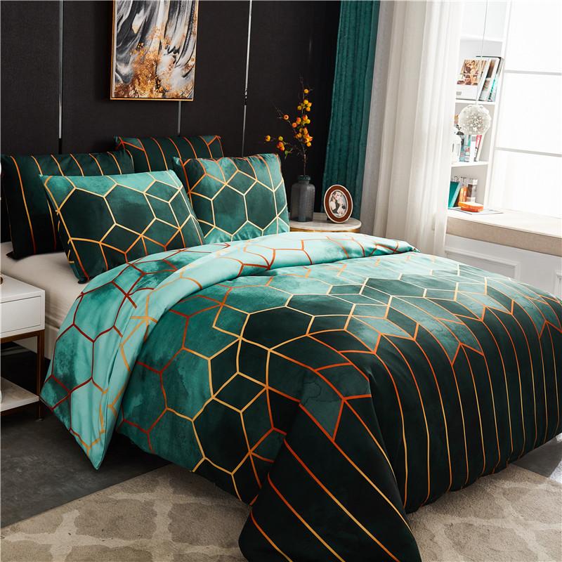 

3pcs Geometric Comforter Bedding Set Queen King Duvet Cover Bed Linen Red Bedclothes
