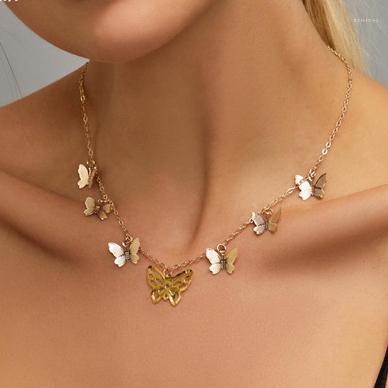 

Fashion Choker Necklace Lovely Golden Silver Plated Butterfly Necklace Short Women Summer Holiday Romantic Gift Jewelry Wholesal1