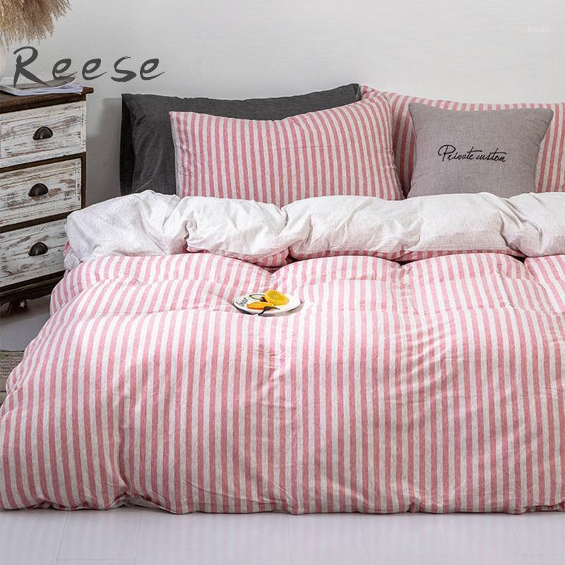 

Comfortable Cotton Bedding Linen Set Knitting Home Textile Brief Comforter Cover Flat / Fitted Sheet King Queen  Full Size1