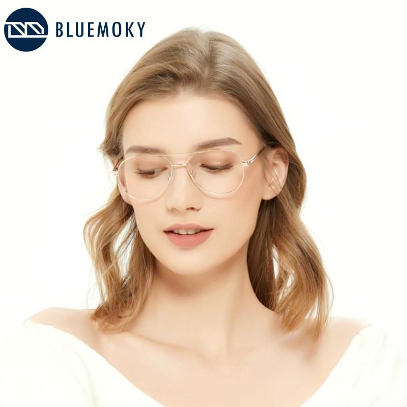 

Fashion Sunglasses Frames BLUEMOKY Metal Oversize Pilot Glasses Frame Women Clear Lens Fake Brand Designer Myopia Prescription Optical Eyegl