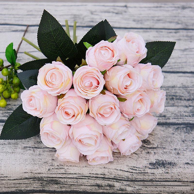 

18pcs/lots Artificial Rose Flowers Wedding bouquet White Pink Thai Royal Rose Silk flowers Home Art Decoration Wedding DIY Decor1