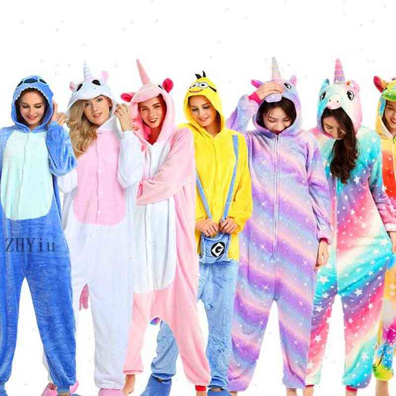 Unicorn Pajamas Aduls Animal Onesies Women Sleepwear Men Couple Winter Stitch Flannel Pijamas Pyjamas Homewear-image-699421774