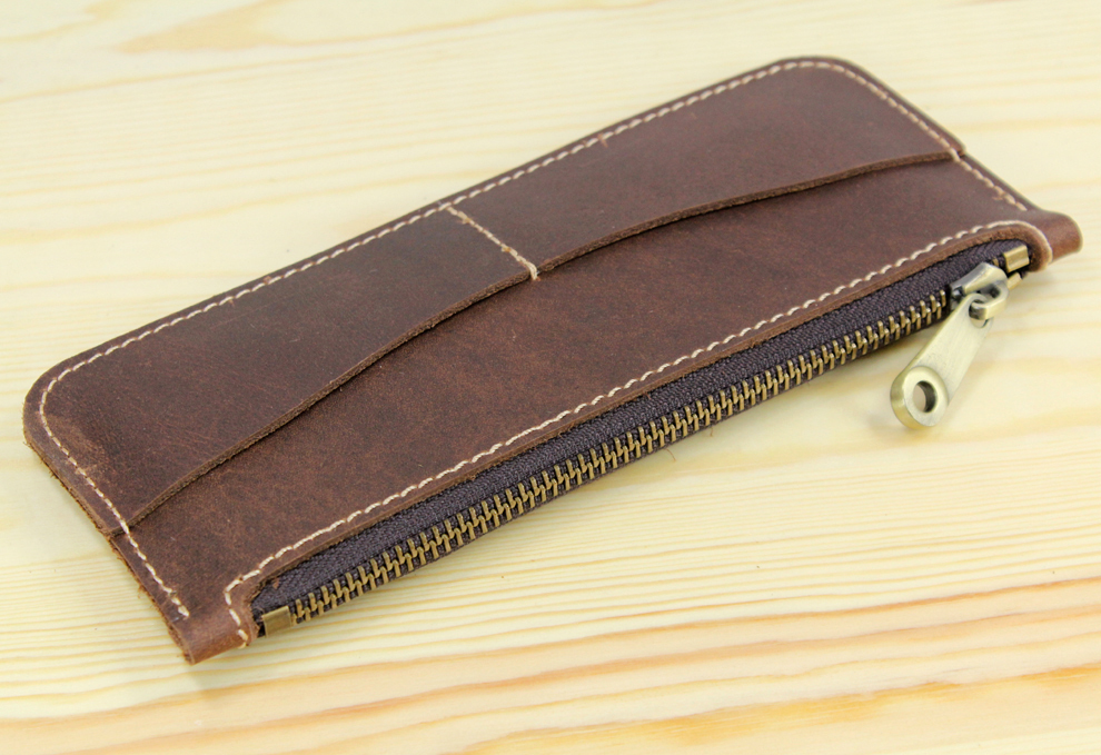 

genuine leather wallet clutch bag long male money MC-307 coin purse, Dark coffee.