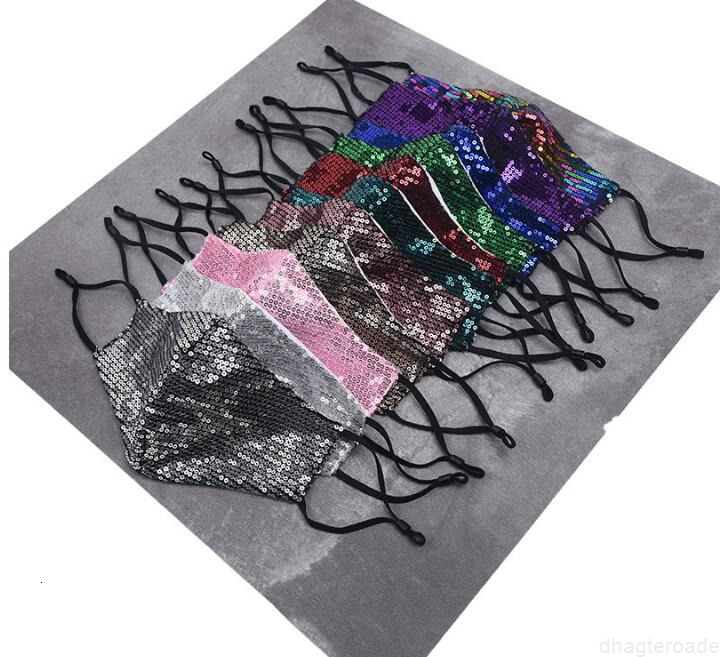 

PM2.5 pink grey purple Fashion Bling Sequins Protective Dustproof Mouth Masks Washable Reusable Women Face Mask DHL Free Shipping