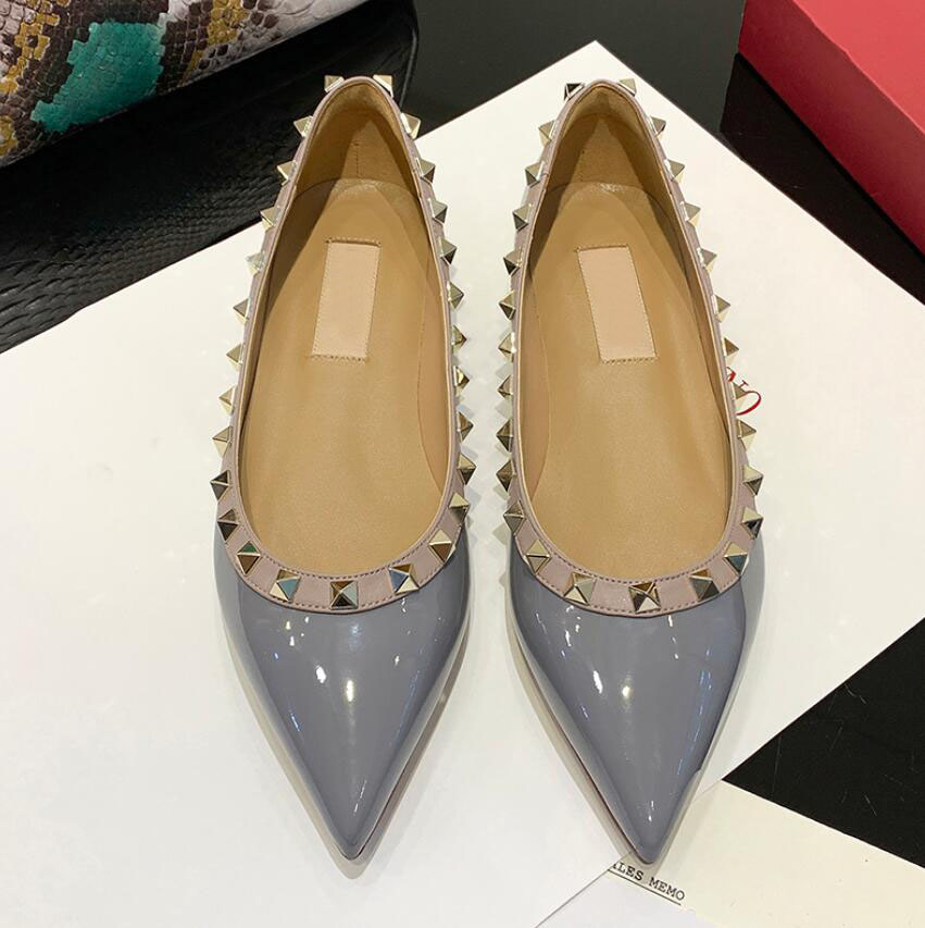 

sale! size -43 genuine leather stud ballerina flats blue black nude red yellow rose pink luxury designer runway classic fashion womens