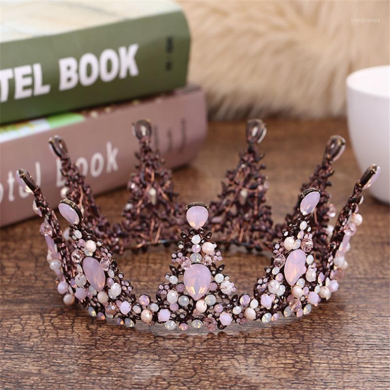 

Hair Clips & Barrettes Baroque Diadem Luxury Purple Pearl Crystal Gold Crown Bridal Jewelry Retro Round Tiaras Pageant Wedding Accessories, Golden;silver