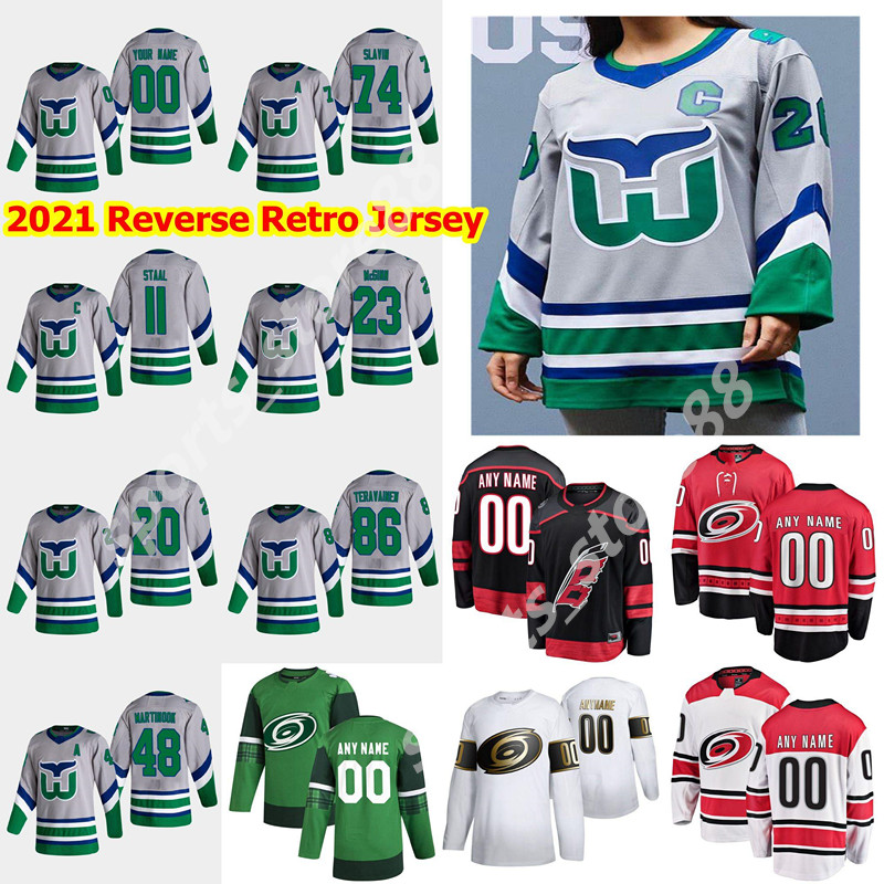 

2021 Reverse Retro Carolina Hurricanes Hockey Jersey 37 Andrei Svechnikov Sebastian Aho Justin Williams Staal Dougie Hamilton Custom Stitche, Colour 1