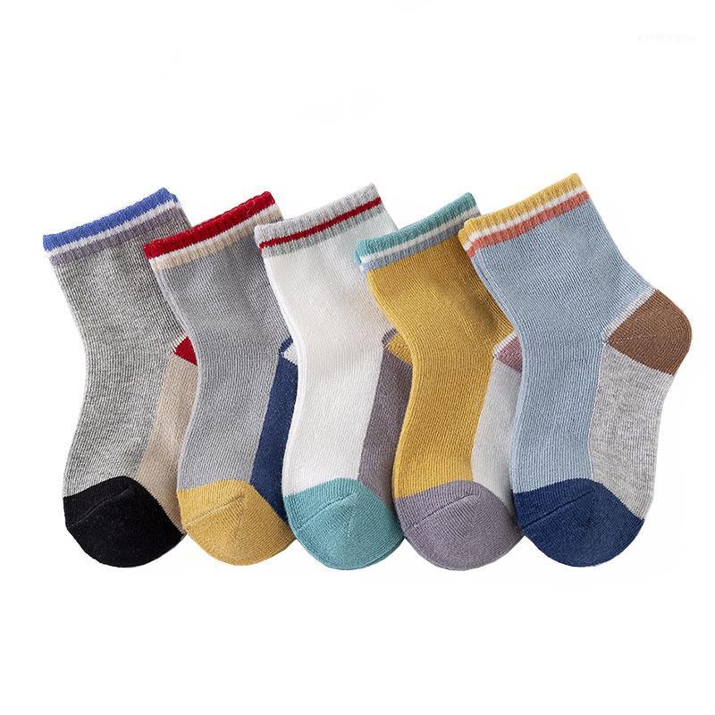 

5 Pairs 0-9 Years Cute Stripe Bear Star Ear Cotton Soft Socks Kids Boys Girls Short Newborn Ribbed Toddle Socks1, Orange