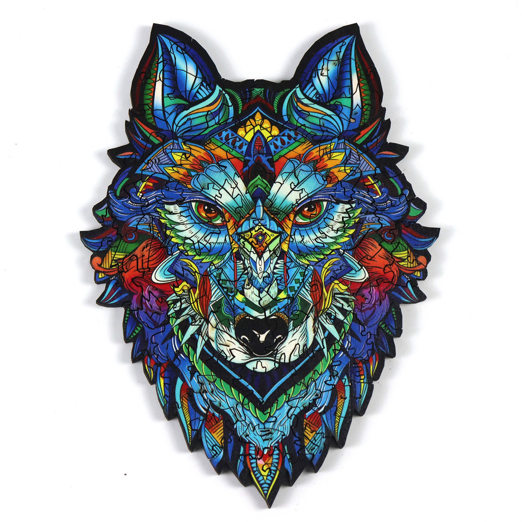 

DIY Wooden Jigsaw Puzzles Mysterious Wolf Puzzle for Adults Kids Educational Puzzle Toy Parent-child Interactive Games Toy Gift
