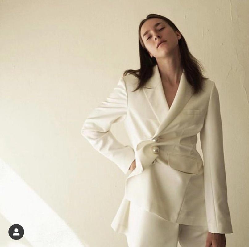 

2020 autumn high quality women pearl button slim blazer jacket for ladies coat 2 color gdnz 8.23, Black