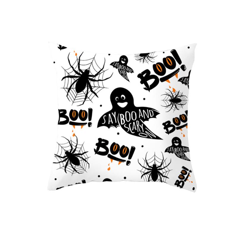 

Halloween Pillow Cover Cushion Cover Throw Pillow Case Home Bed Room Sofa Pumpkin Cat Hat Bat Boo Print Decoration, As show