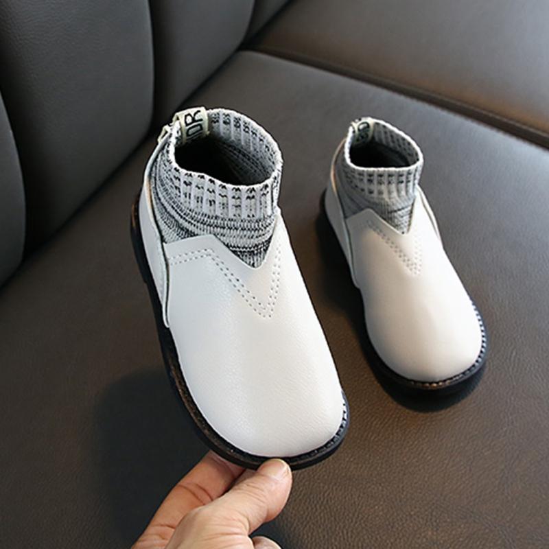 

Kids Girls Boots Autumn Winter Cotton Boots 2020 Winter New Korean Children Short Knitted Leather Baby Toddler Shoes