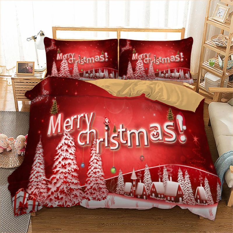 

3D Merry Christmas Printing Bedding Set New Year Duvet Quilt Cover Set Double  Full Queen King Bed Linen For Children Adult1, Happy new year