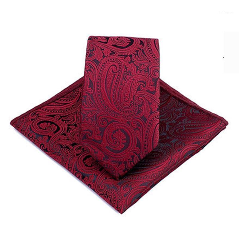 

Fashion 6cm Slim Floral Paisley Handkerchief Tie Set Red Yellow Jacquard Handmade Pocket Square Neck Ties For Men Business1