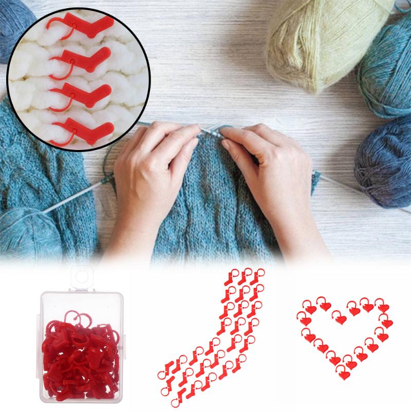 

40/50pcs New Heart Shaped Stitch Holders DIY Needle Arts Craft Plastic Knitting Crochet Locking Stitch Markers Sewing Tools