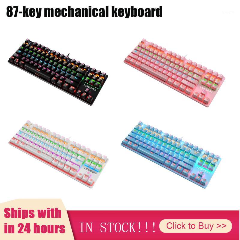 

Punk Mechanical Keyboard 87 Keys Green Axis Gaming Competitive RGB Mix Backlit Office Laptop Pc Professional Keyboard1