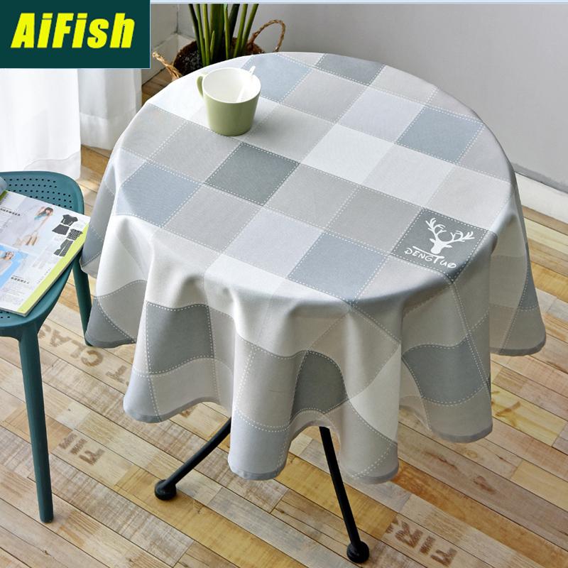 

Nordic Minimalist Cafe Round Long Tablecloth Waterproof And Oil Proof Restaurant Hotel Home Round Dining Table Cloth ZB015-4, Color 1