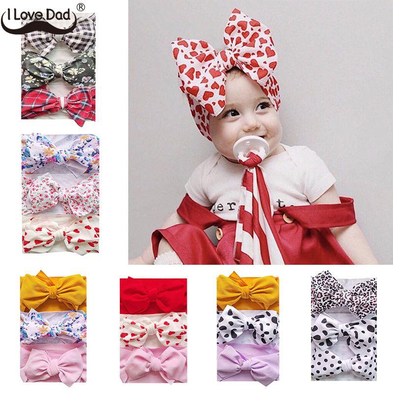 

3 Pcs/Set Sweet Princess Baby Headband Flower Big Bows Kids Children Turban Hairbands For Girls Baby Girl Hair Accessories, Style 26