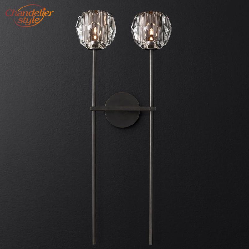 

Modern Crystal Wall Lamp Retro Nordic Cristal Wall Sconce Light Brass Lighting for Home Bed Room Restaurant Decoration