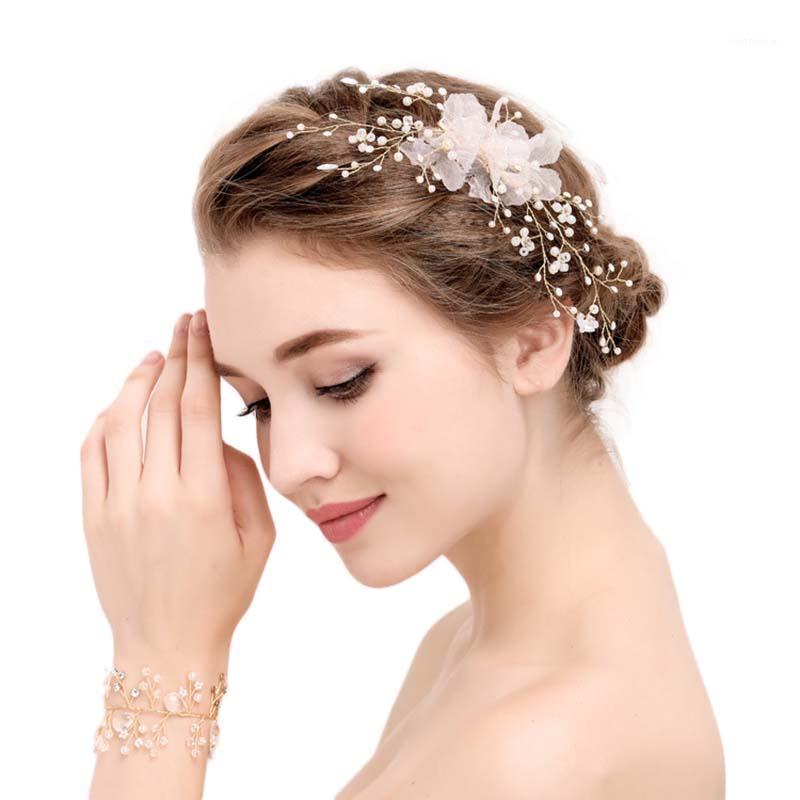 

Wedding Hair Accessories For Bride Vintage Gold Tiara Crystal Inlay Pearl Hair Decoration Floral Hairband Women Jewelry1