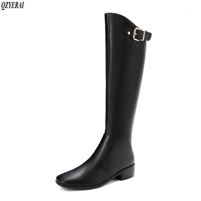 

2020 Genuine Leather Western Cowgirl Boots Pointed Toe Black White Winter Cowboy Boots Knee High Shoes Women size34-431