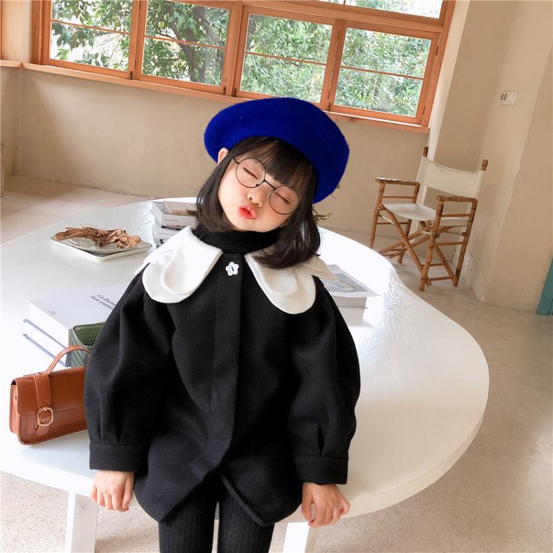 

2020 Korea Style Girls Thicken Coat Winter Cotton Full Sleeve Girls Jacket Kids Clothes 1-6 Years, Black