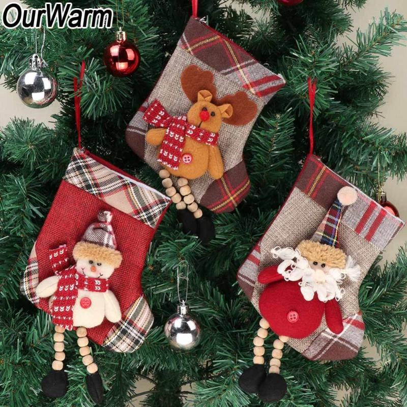 

OurWarm Christmas Stocking Holder 3D Santa Claus/Snowman/Elk Christmas Tree Hanging Ornament Party Decoration for Home1