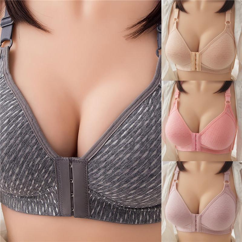 

Sexy Push Up Bra Front Closure Solid Color Brassiere Wireless Bralette Breast Seamless Bras For Women Underwear Plus Size 36-44, Gray