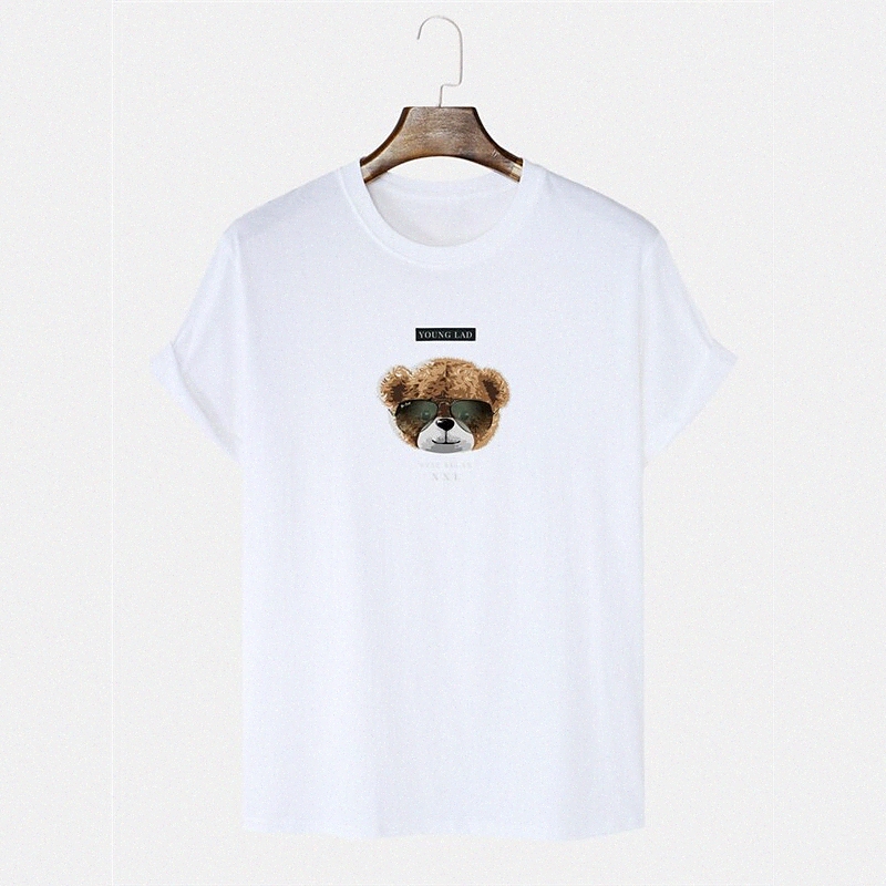Men's Unisex T shirt Hot Stamping Graphic Prints Bear Plus Size Round Neck Casual Daily Short Sleeve Tops Fashion Blue White Black / Summer d5T