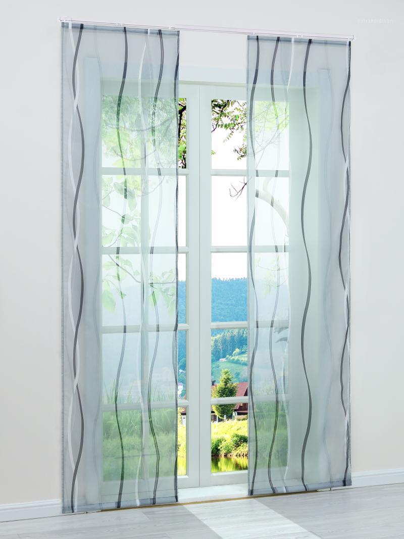

2PCS 6 Colors Window Curtain Stripe Panel Voile Sheer Drapes Blinds Tulle for Living Room Home Decoration1, Gray