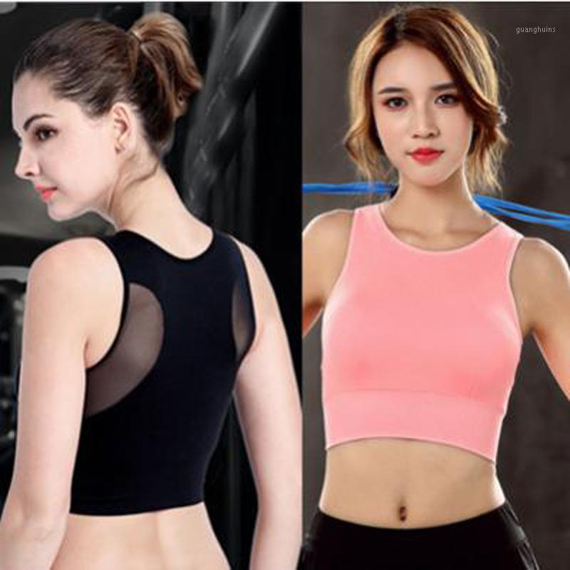 

Women Breathable Mesh Shockproof Padded Athletic Gym Running Seamless Fitness Yoga Vest Sport Bra Tops1, Black