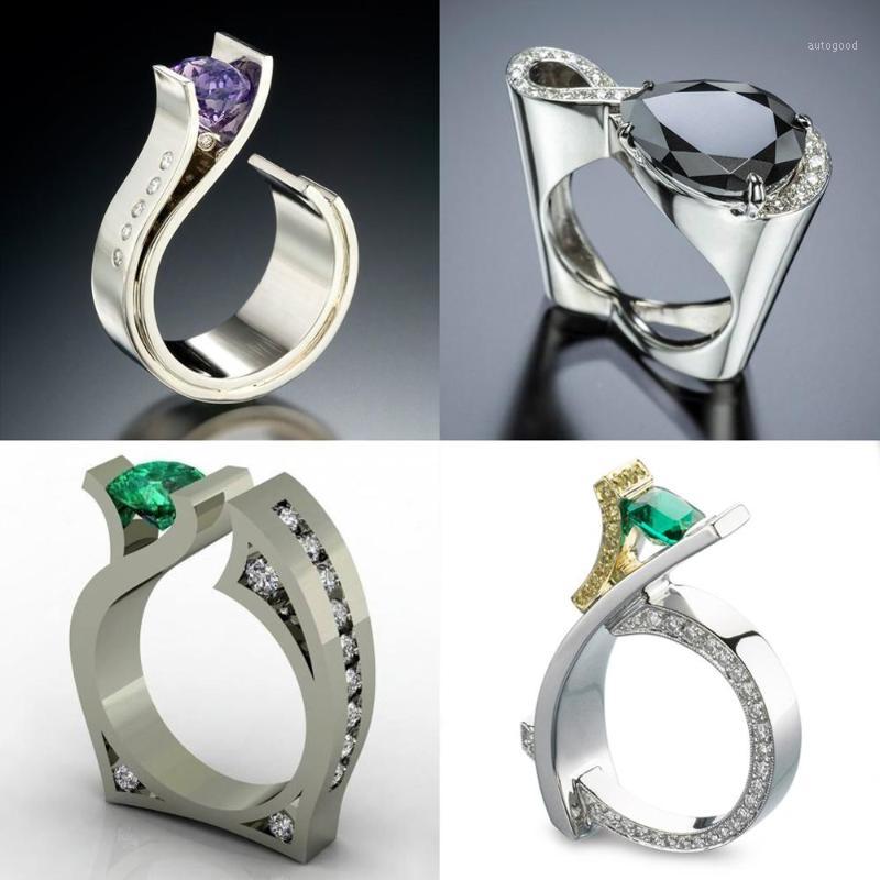 

Wedding Rings Cute Male Female Black Green Purple Stone Ring Silver Gold Promise Engagement For Men And Women1