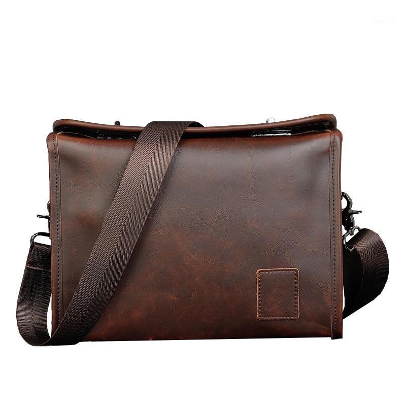 

Pu Leather Shoulder Bags For Men Briefcase Work Office Large Crossbody Bags For Men Fashion Waterproof Bussiness 2020 Spring 0911, Brown