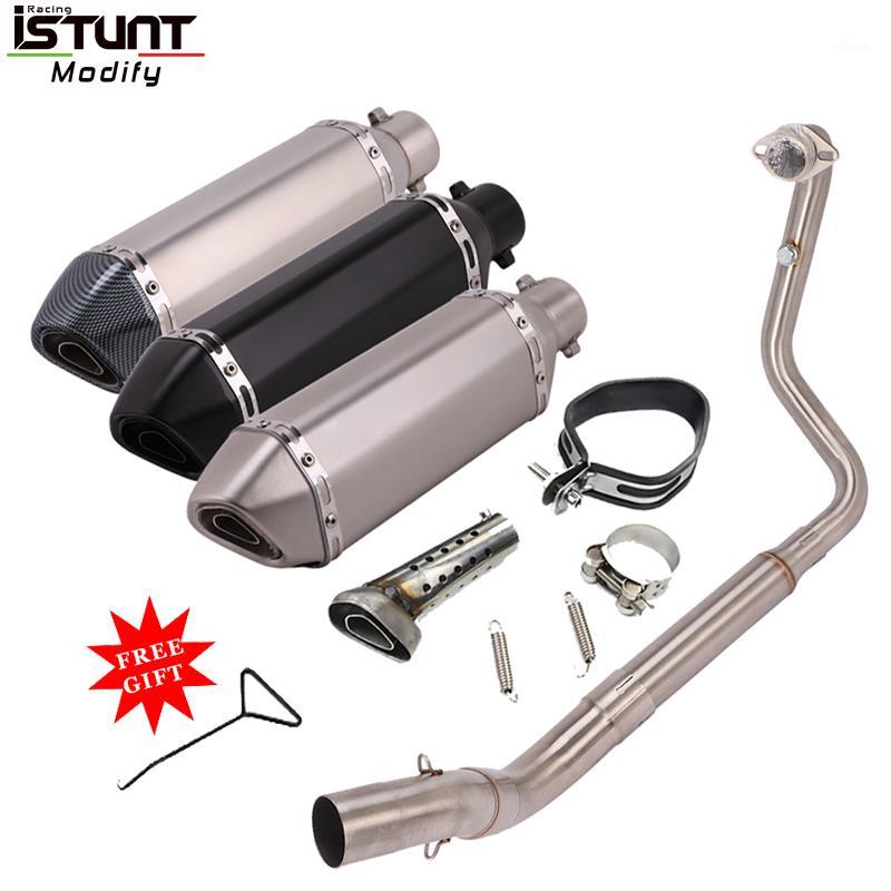 

Motorcycle Full Exhaust System Modified Front Middle Link Tube Escape Muffler DB Killer For ZONTES ZT310 ZT310T ZT310R ZT310X1
