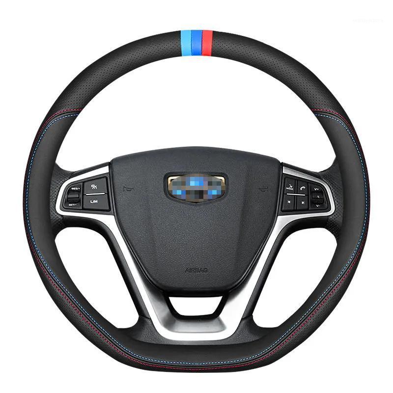 

Steering Wheel Covers D Type Geely Carbon Fiber Cow Leather Car Cover For EC7 EC8 2 GC9 GC6 Emgrand 7 X7 Atlas