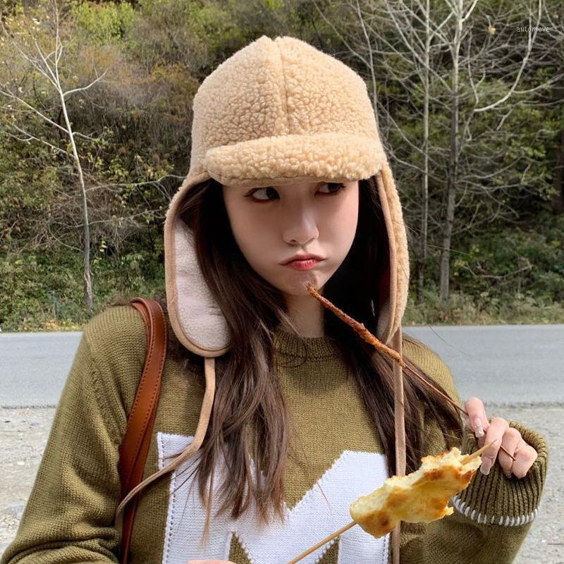 

Women Ushanka Hats 2020 Faux Woolen Fur Caps Thick Warm Winter Earflaps With Tape Wind Proof For Girl's Outwear Snow Hats New1, Black