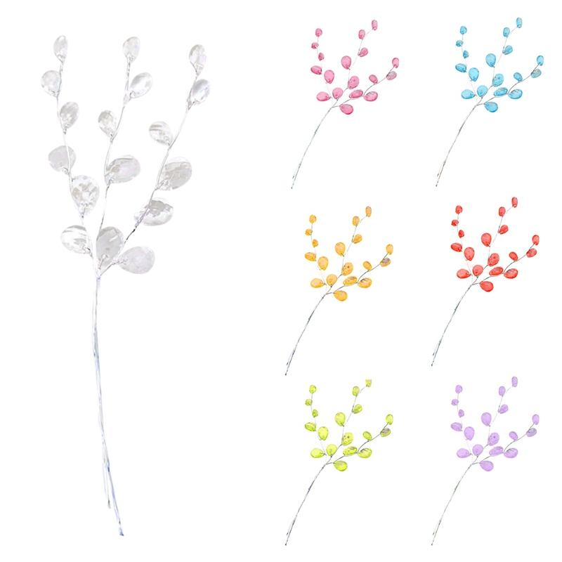 

10pcs Crystal Bud Branches Artificial Flower Twigs For Wedding Party Home Snow Decoration DIY Decorative Craft Fake Flowers(whit, White