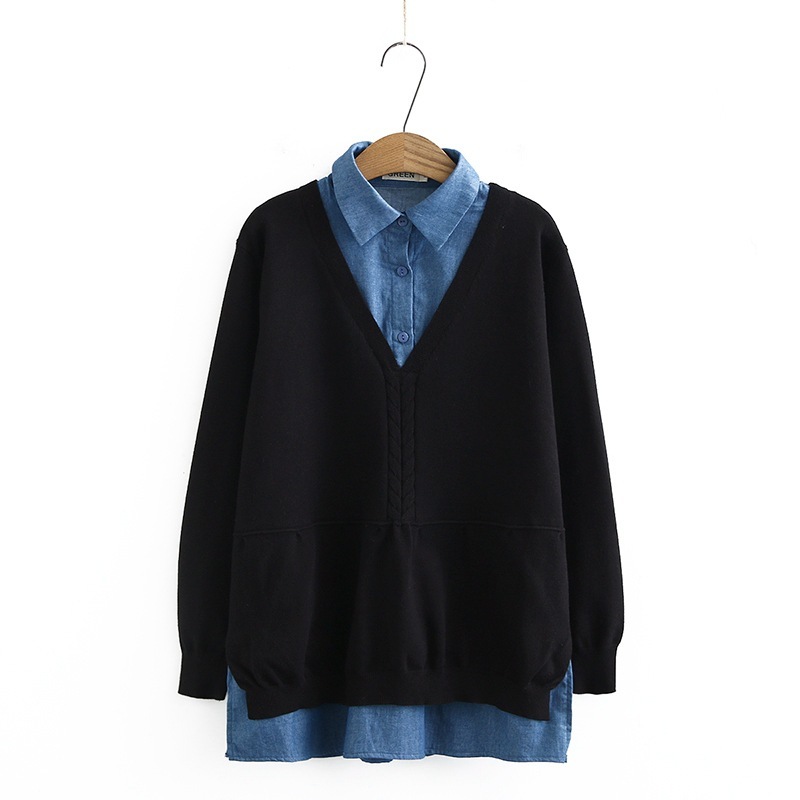 

Long Plus Female Sleeve Fake Two Thick Blouses Vintage Sweaters Iy2x, Network