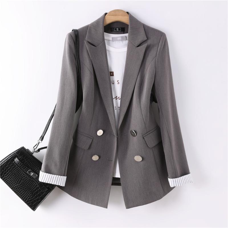 

Lauri Laki Office Wear Blazer Women Plus Size Solid Formal Elegant Long Sleeve Blazer Jacket Plus Size Autumn Vintage Outerwear, Beige